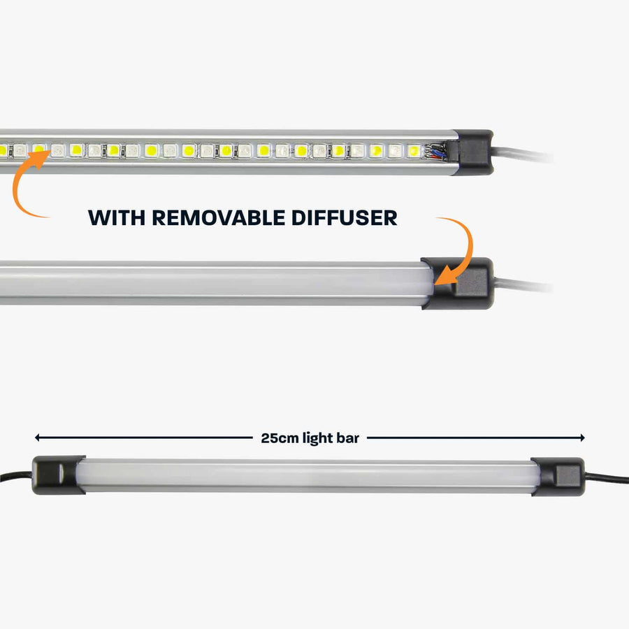 HARDKORR 25cm Tri - Colour LED Light Bar with Diffuser - RBWTOR25D 3 Hardkorr