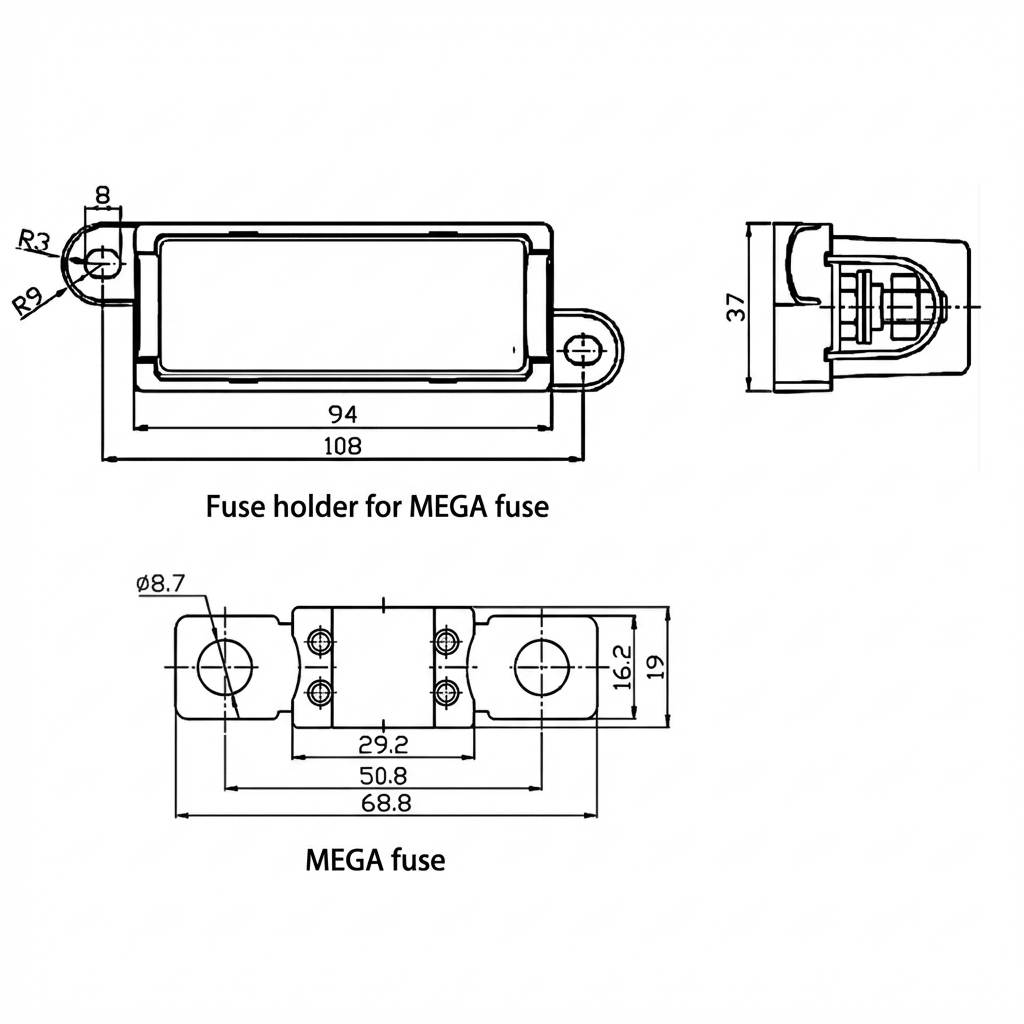 Image of 400 Amp Mega Fuse - CW - FUSE - 400 2 Carbon Offroad