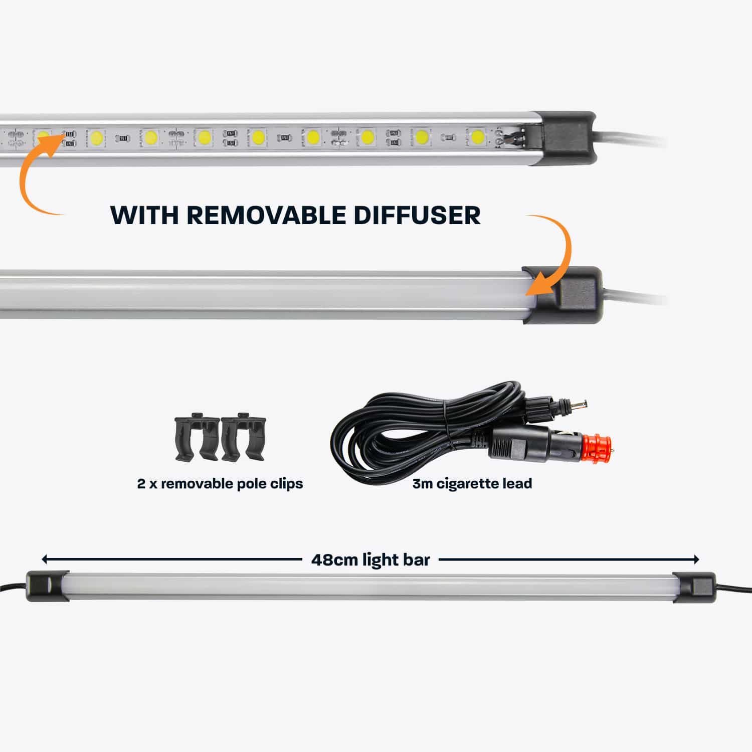 Image of HARDKORR 48cm White LED Light Bar Kit with Diffuser - RBW48CIGD 3 Hardkorr