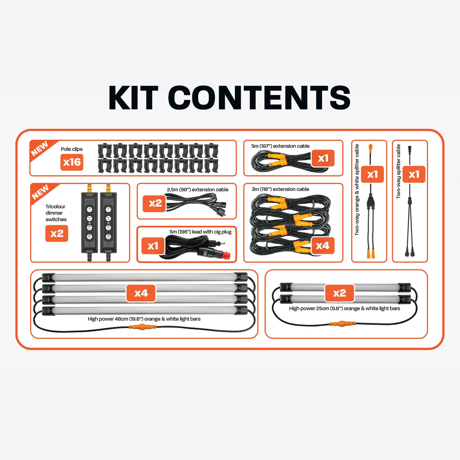 Image of HARDKORR 6 Bar Tri - Colour LED Camp Light Kit - CAMPKITOW6D 4 Hardkorr