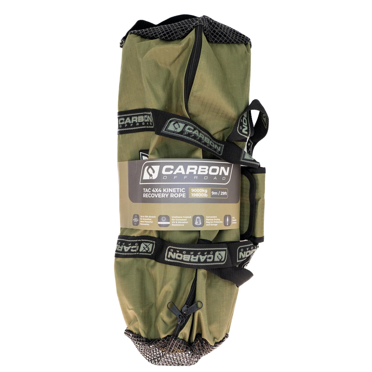 Carbon Offroad Tactical 4x4 Vehicle Kinetic Recovery Rope Mesh Carry Bag