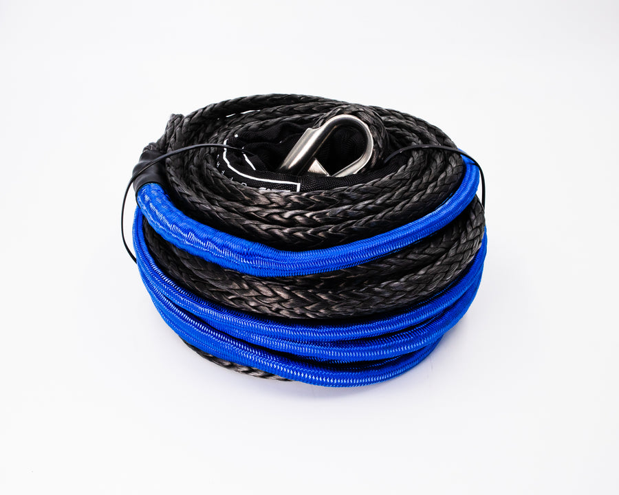 Carbon Winch 12000lb 24m x 10mm Synthetic Black Winch Rope Replacement