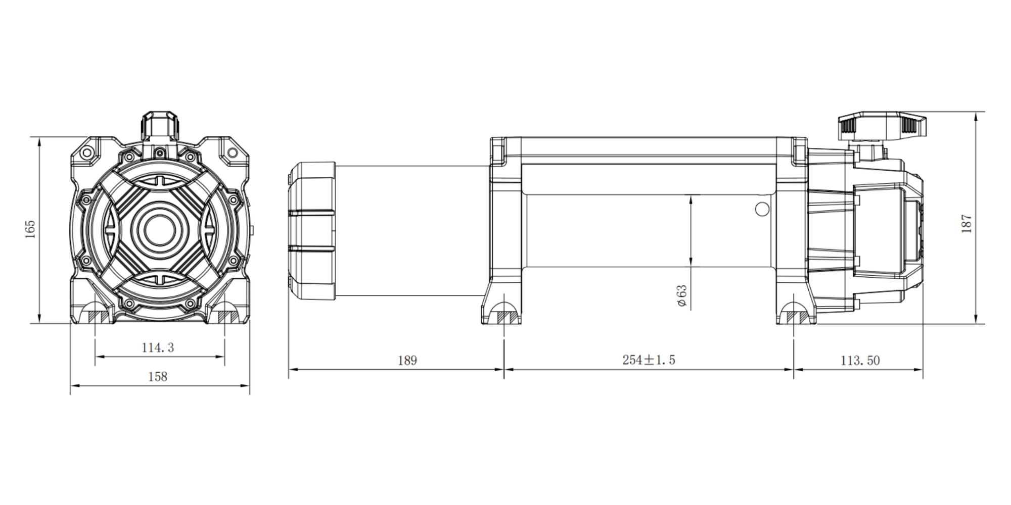 Carbon Scout Pro - 7000lb Winch product diagram