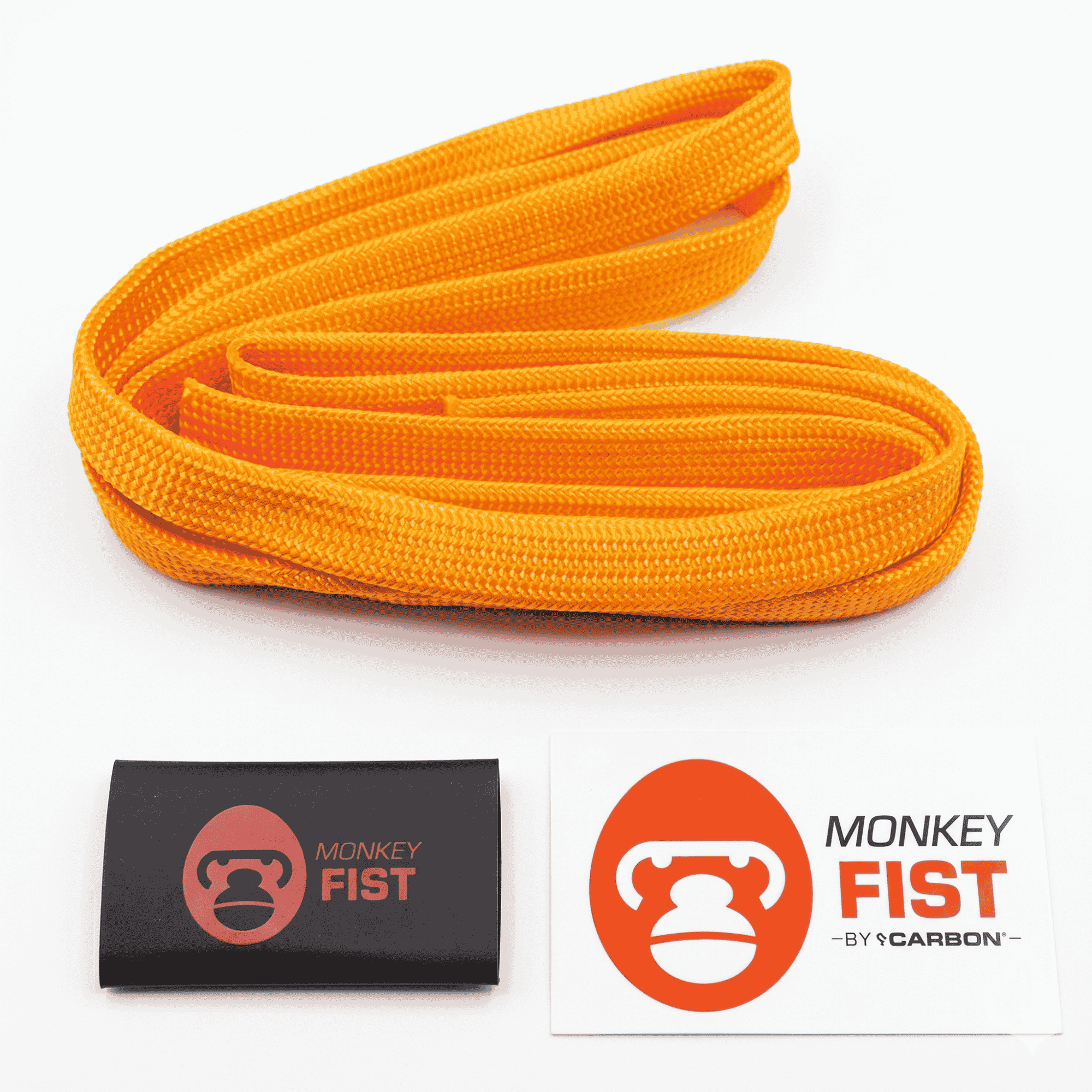 Image of Orange Carbon Winch Monkey Fist Coloured Rope Sheath