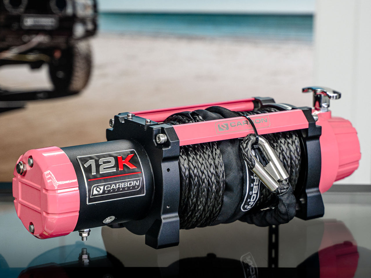 The Pink Carbon 12K - 12000lb Pink Winch With Pink Hook V3