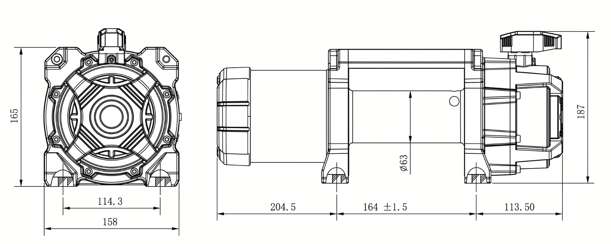 Carbon Offroad - RS9-S 9000lb Short Drum product diagram