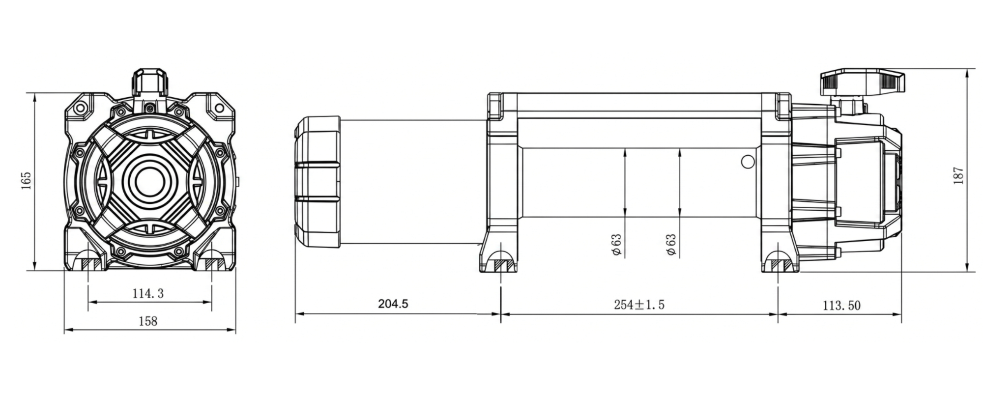 Carbon Offroad RS9 High Speed Winch Kit product diagram