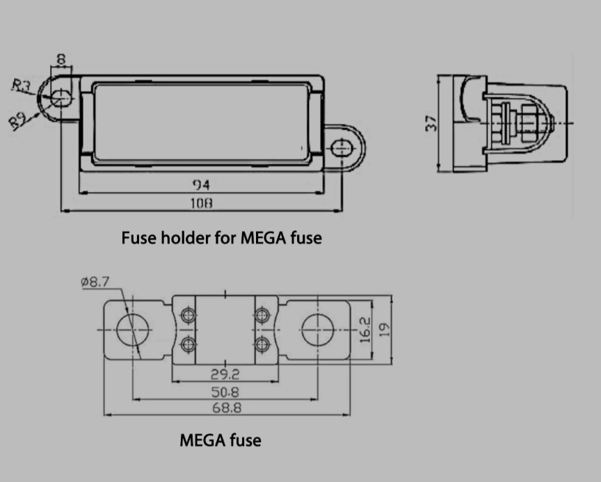 400 Amp Mega Fuse Mount with Fuse and Cover - CW - FUSE - BLOCK - 400 2 Carbon Offroad