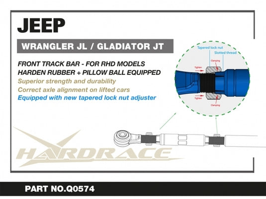 JEEP WRANGLER JL '18-/ GLADIATOR JT '19- FRONT TRACK BAR LIFT 0-4.5" RHD