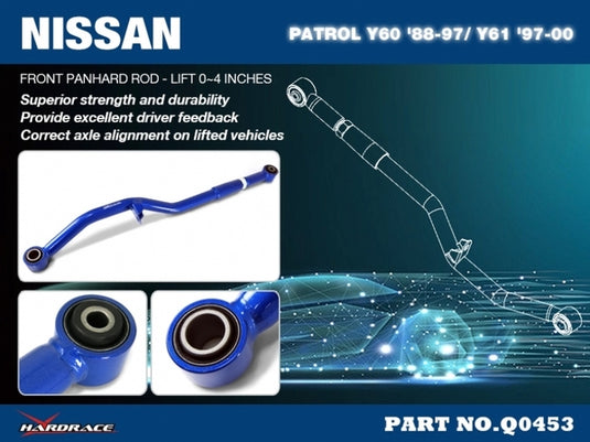 FRONT PANHARD ROD LIFT 0~4 INCHES NISSAN, PATROL, Y60 GQ 1988-97, Y61 GU 97-