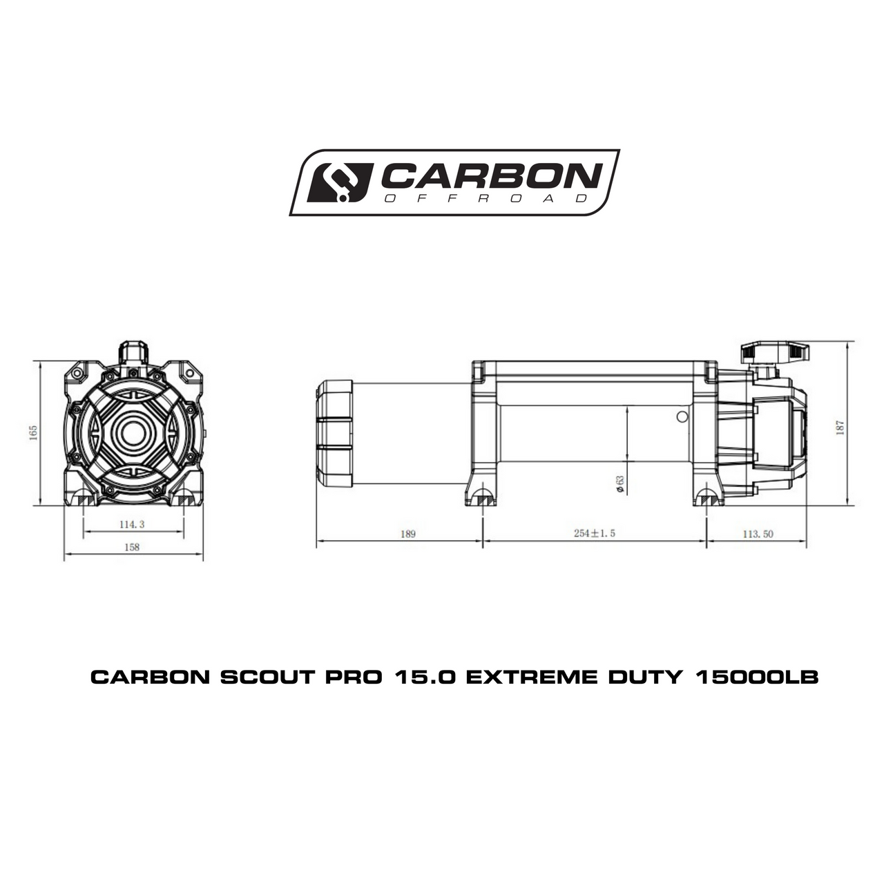 Carbon Scout Pro 15K Winch and Recovery Kit Combo - CW-XD15-COMBO6 7