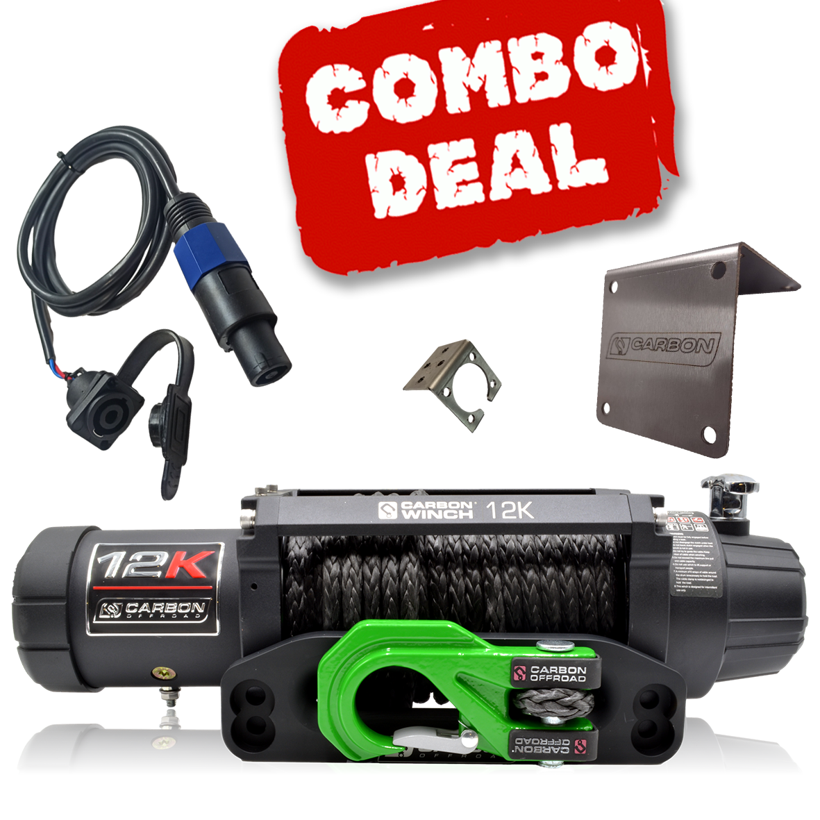 Carbon 12K V.3 12000lb Winch Green Hook Installers Combo Deal - CW-12KV3G-COMBO1 2