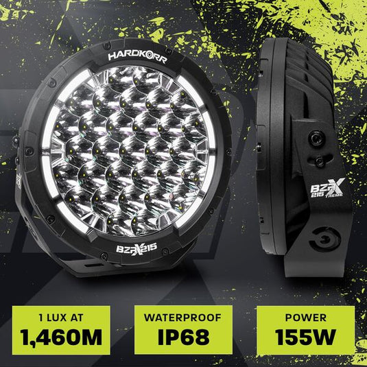 HARDKORR BZR-X SERIES 9? LED DRIVING LIGHTS (PAIR W/HARNESS)