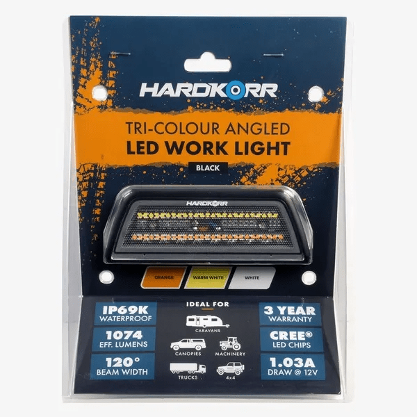 Image of HARDKORR XDW SERIES TRI-COLOUR 45? ANGLED LED WORK LIGHT - HKXDWOW45B 7