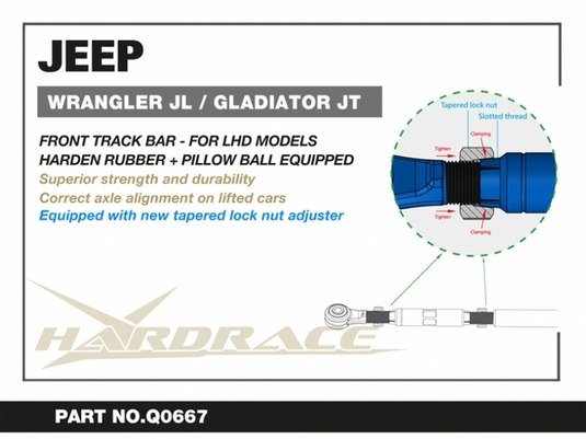 JEEP WRANGLER '18- JL/ GLADIATOR '19- JT V2 FRONT ADJUSTABLE TRACK BAR LIFT 0-4"
