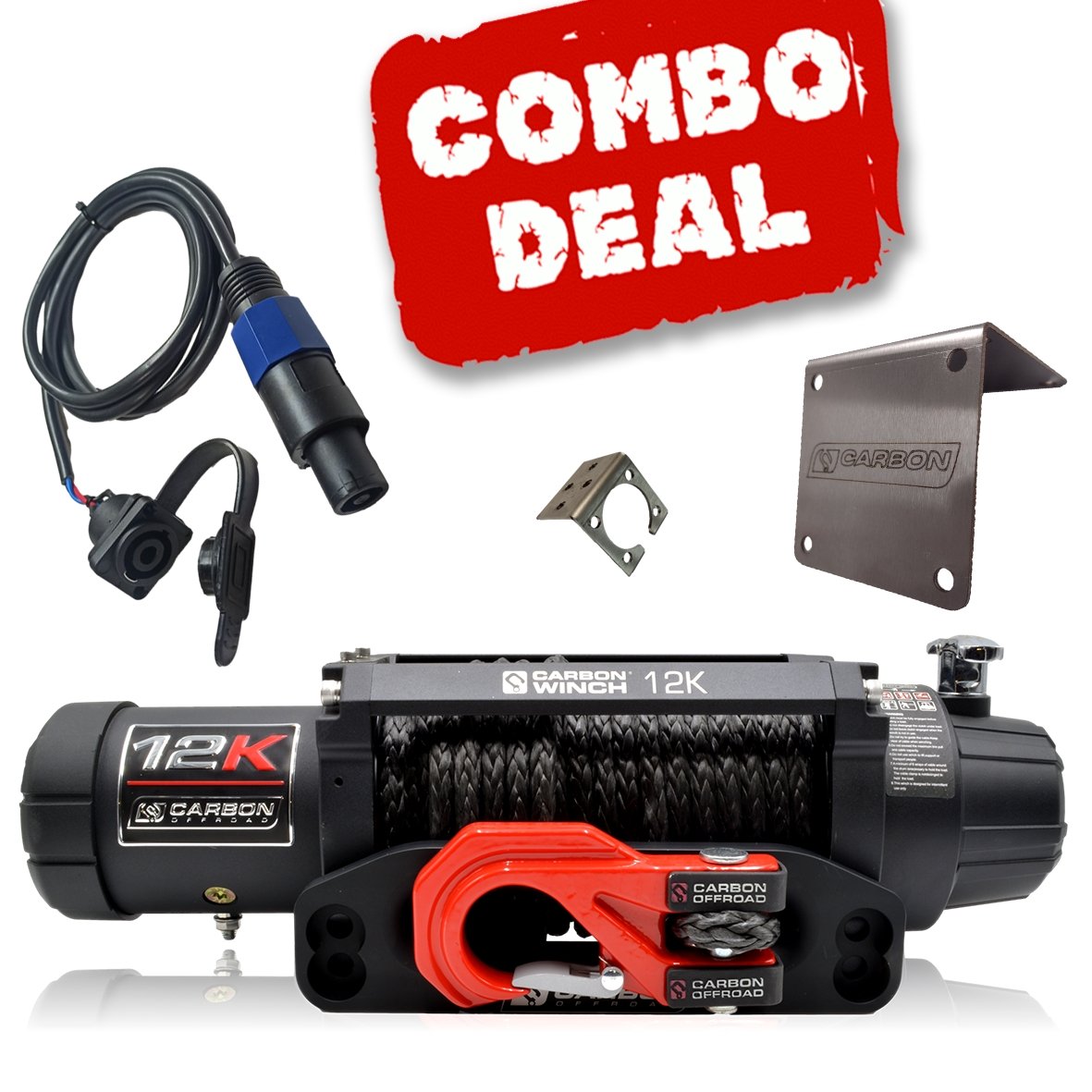 Carbon 12K V.3 12000lb Winch Red Hook Installers Combo Deal - CW-12KV3R-COMBO1 1