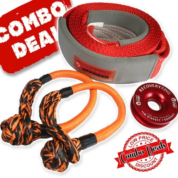 Load image into Gallery viewer, Carbon 5m 12T Tree Trunk Protector, 2 x Soft Shackles, Recovery Ring Combo Deal - Carbon Offroad
