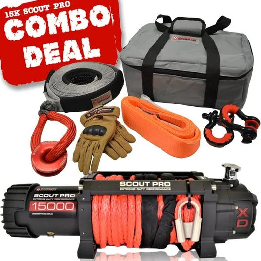 Carbon Scout Pro 15K Winch and Recovery Kit Combo - Carbon Offroad