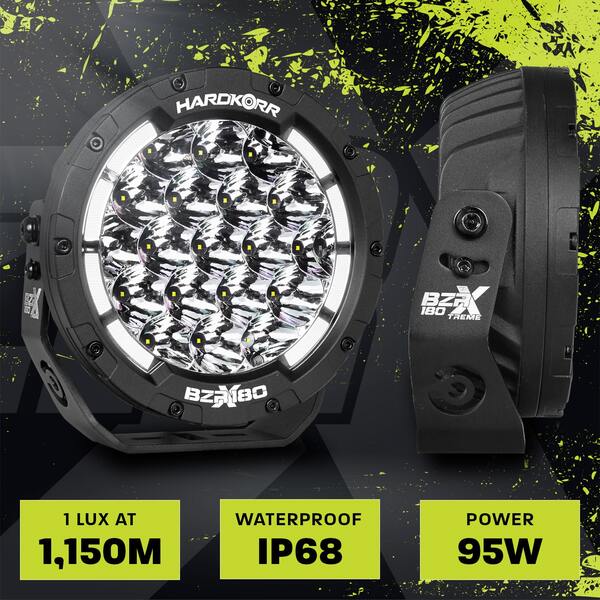 HARDKORR BZR-X SERIES 7? LED DRIVING LIGHTS (PAIR W/HARNESS) - HKBZRX180 1