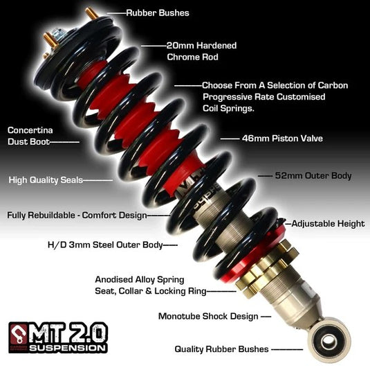 MT2.0 Ford Ranger PX1/2 2015-2019 2-3" SD Front Only Strut Kit - Carbon Offroad