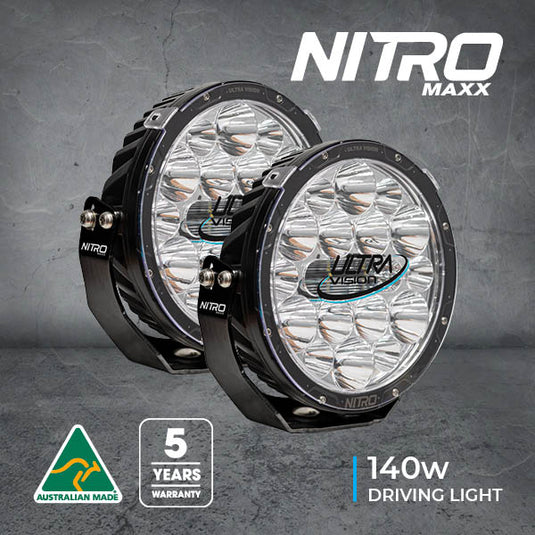 Nitro 140 Maxx 9″ LED Driving Light (Pair) - Carbon Offroad