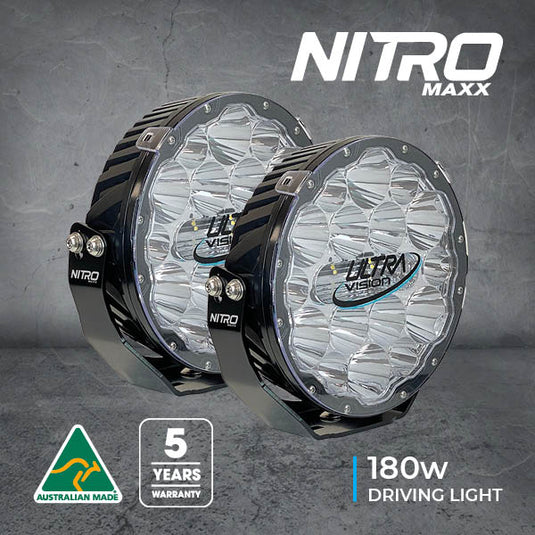 NITRO 180 Maxx LED Driving Light (Pair) - Carbon Offroad