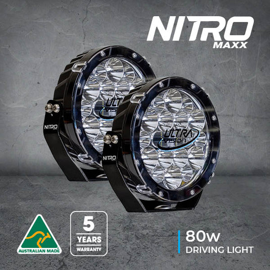 NITRO 80 Maxx LED Driving Light (Pair) - Carbon Offroad