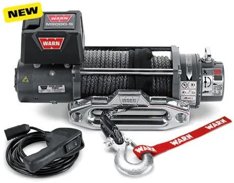 Warn M8000-s Winch (Synthetic Rope) - Carbon Offroad